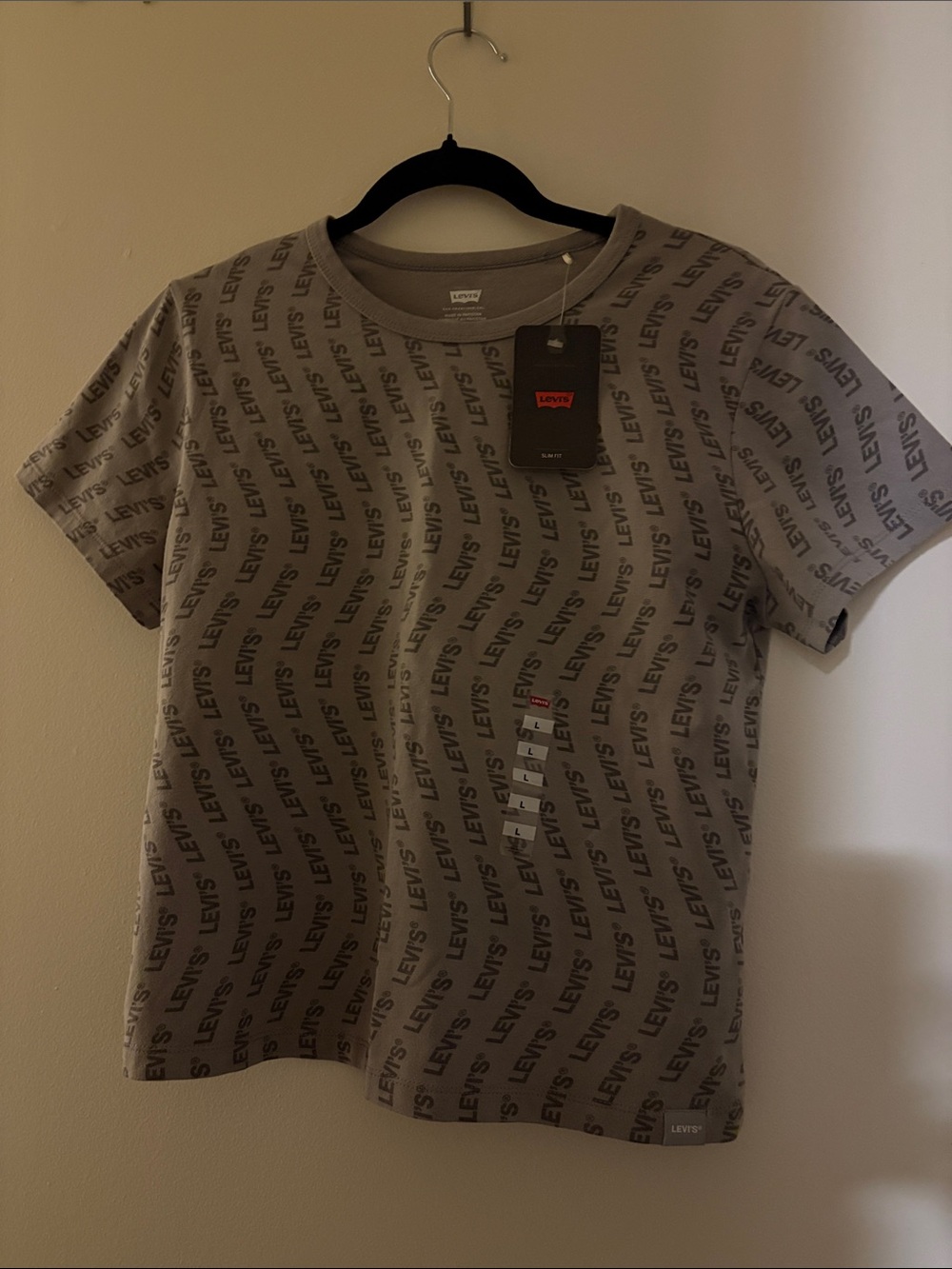 Woman’s Levi's Grey All-Over Logo Short Sleeve Tee
